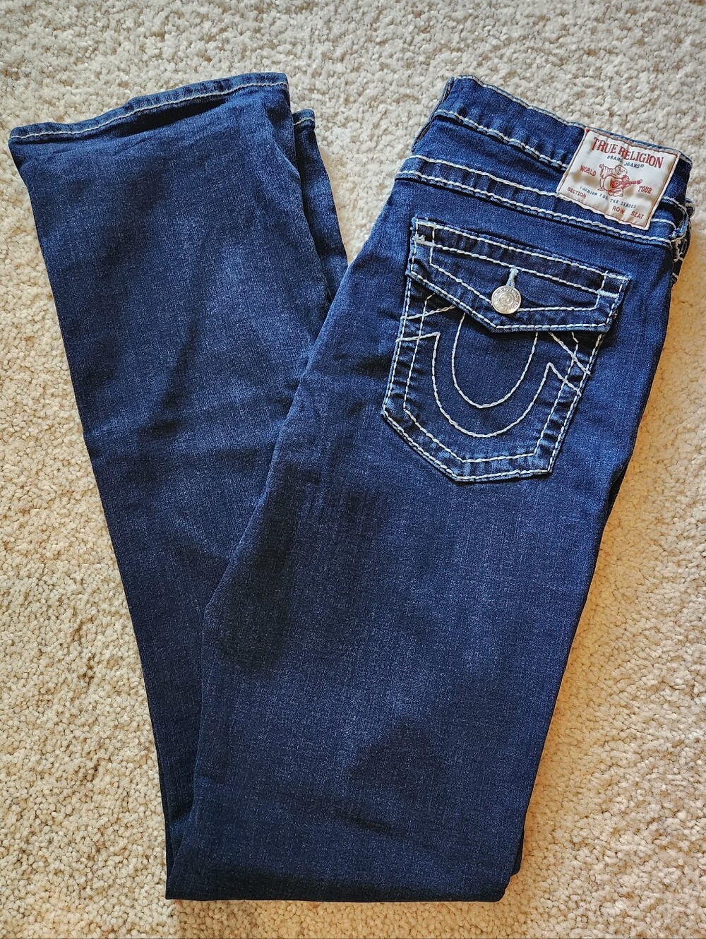 True Religion Women's Dark Blue Becca Mid Rise Bootcut Jeans